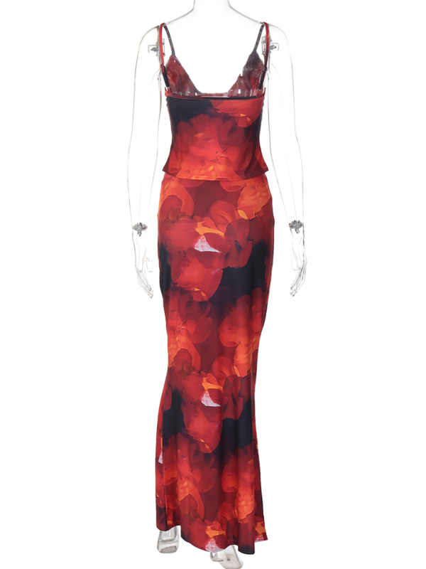 Levoire | Muoti Print Sexuel V-U-soutien-gorge Jupe Robe