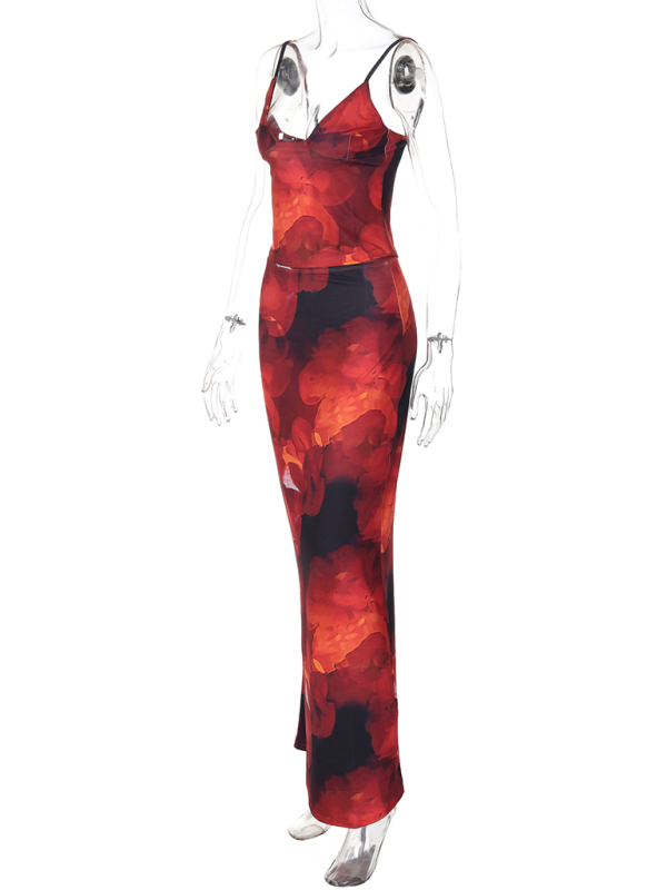 Levoire | Muoti Print Sexuel V-U-soutien-gorge Jupe Robe