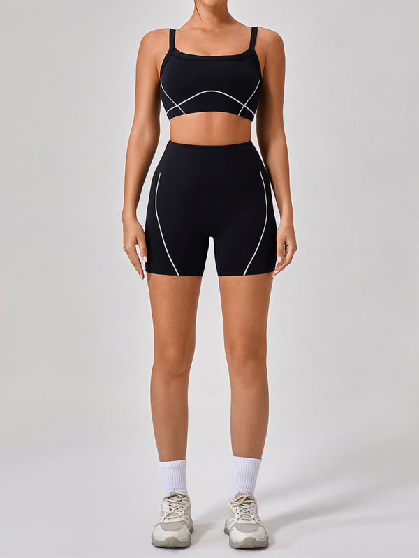 Levoire | Skinny Outdoor - Bretelles spaghetti - Couleur contrastante - Haut + Short - Veste de yoga Must