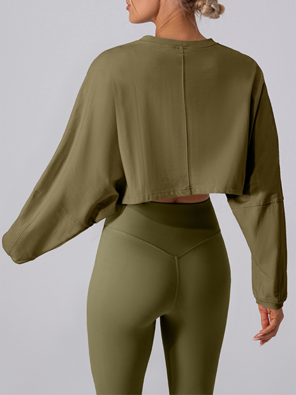 Levoire | Col rond sweatshirt T-shirt sport court basique t-shirt yoga course coupe ample haut à manches longues
