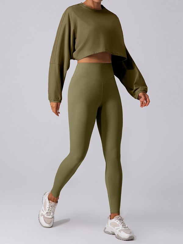 Levoire | Col rond sweatshirt T-shirt sport court basique t-shirt yoga course coupe ample haut à manches longues