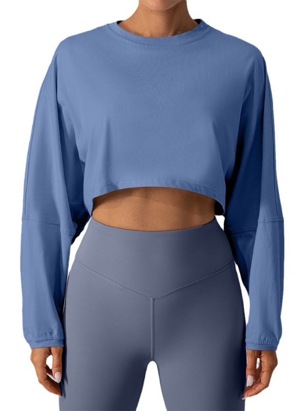 Levoire | Col rond sweatshirt T-shirt sport court basique t-shirt yoga course coupe ample haut à manches longues Sinihvid