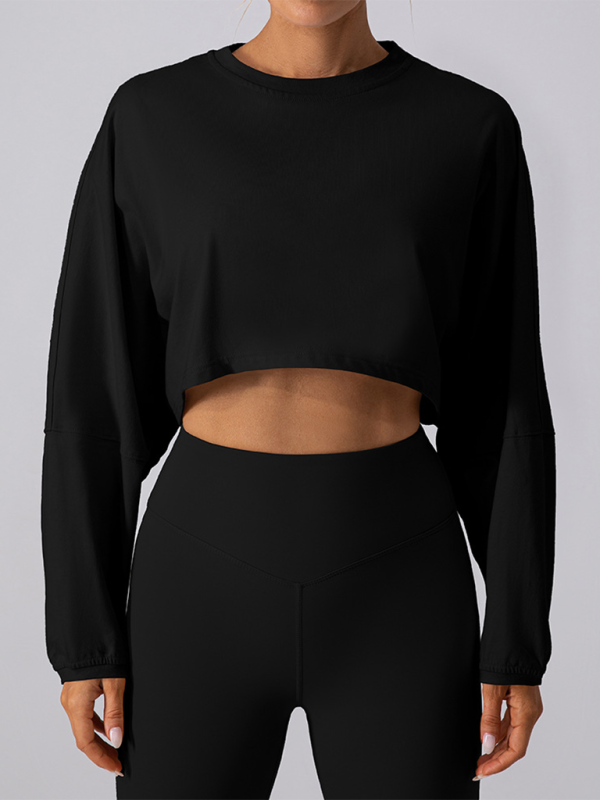 Levoire | Col rond sweatshirt T-shirt sport court basique t-shirt yoga course coupe ample haut à manches longues