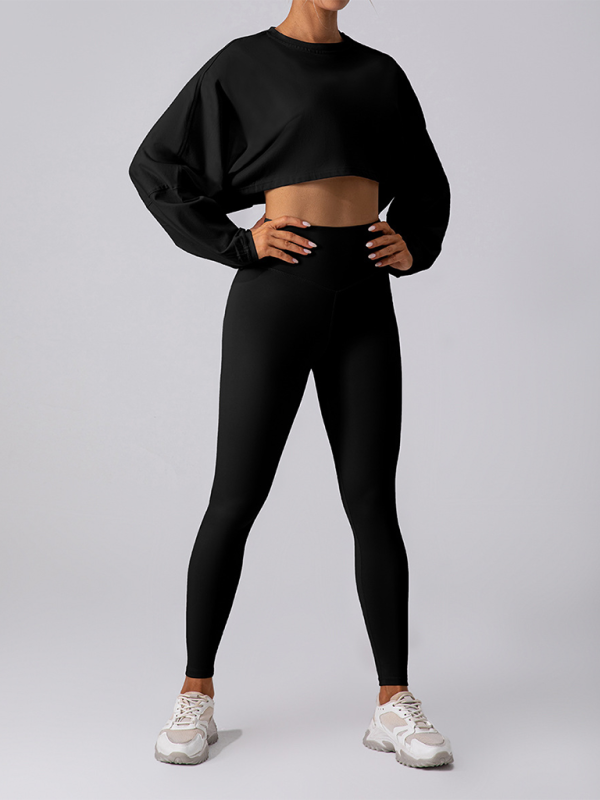 Levoire | Col rond sweatshirt T-shirt sport court basique t-shirt yoga course coupe ample haut à manches longues