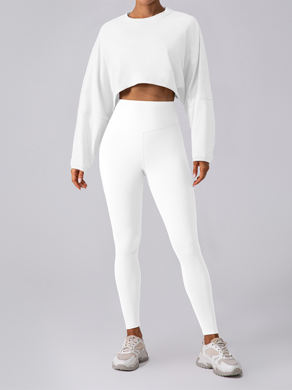 Levoire | Col rond sweatshirt T-shirt sport court basique t-shirt yoga course coupe ample haut à manches longues