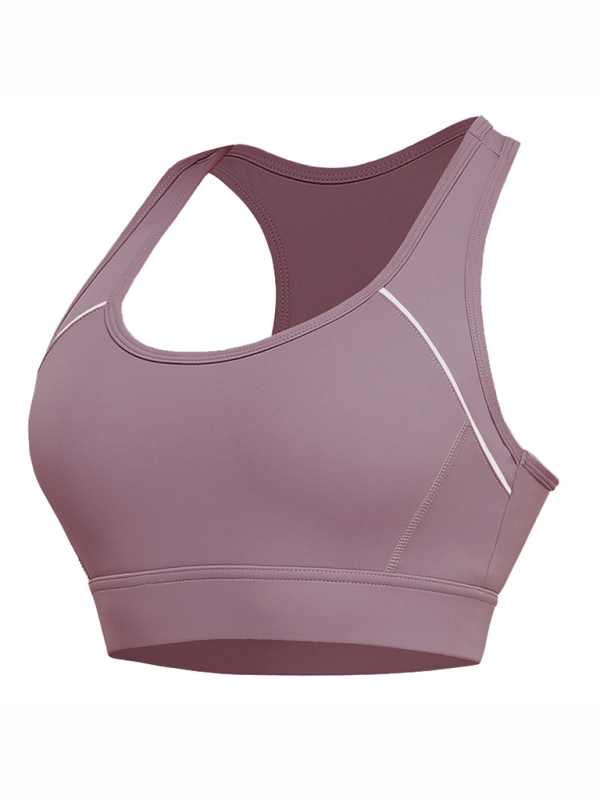 Levoire | Gilet de course en fitness résistant aux chocs avec soutien-gorge de sport push-up Rouge Bohne Grise