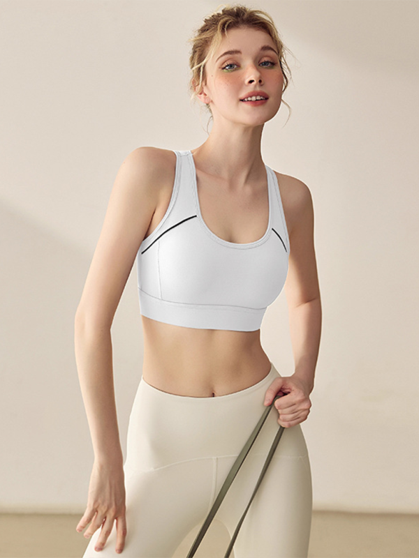 Levoire | Gilet de course en fitness résistant aux chocs avec soutien-gorge de sport push-up Blanc