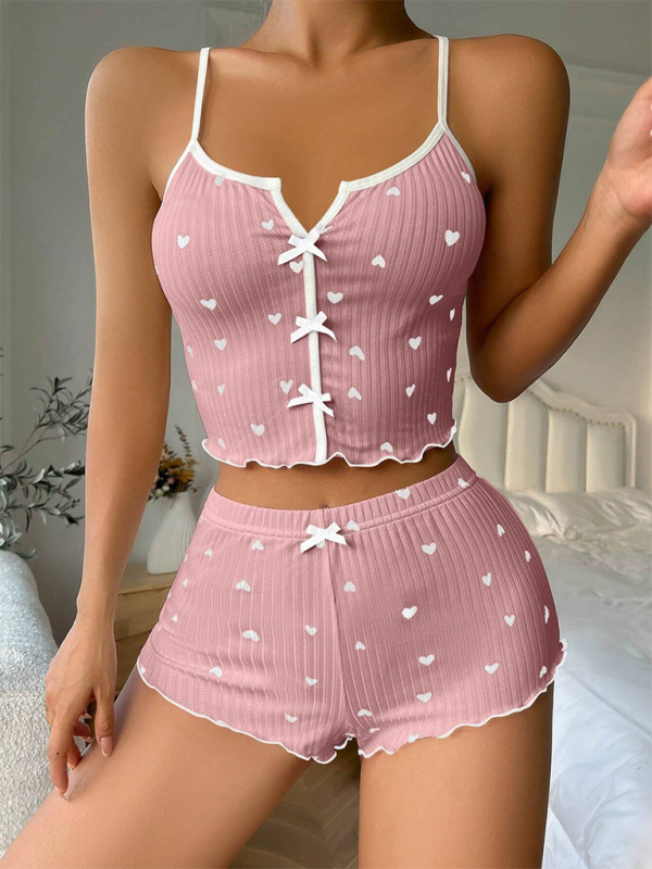 Levoire | Ensemble de pyjama sexy avec décolleté en front, contraste de couleur en forme de cœur Muster1