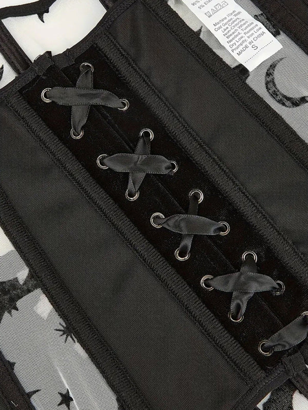 Levoire | Halloween Nouveau Ceinture de taille Kalajauho-Flanelli Impression de chauve-souris Corset