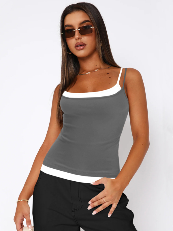 Levoire | Débardeur à bretelles spaghetti Clash Vale à un côté Spice Girls Fast Pull-over Gris foncé