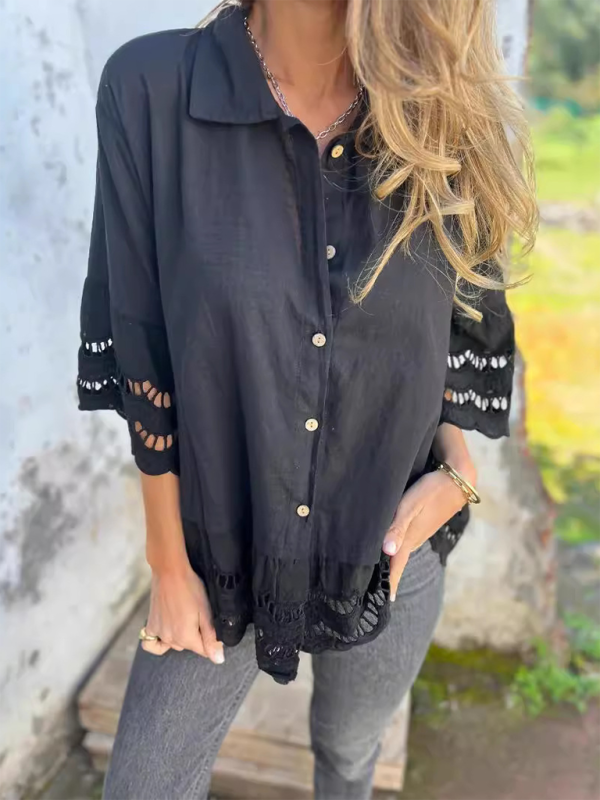 Levoire | Pour femmes Top à boutons hauts à manches larges pointues Must