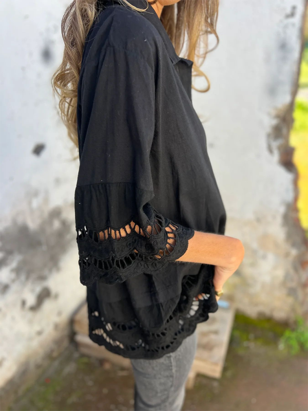 Levoire | Pour femmes Top à boutons hauts à manches larges pointues