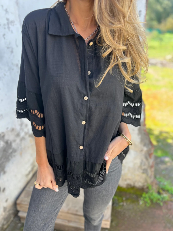 Levoire | Pour femmes Top à boutons hauts à manches larges pointues
