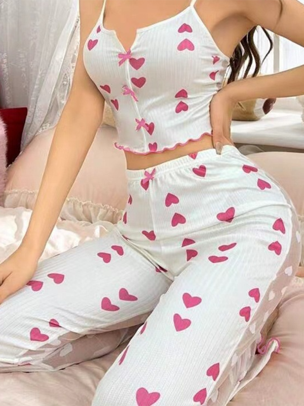 Levoire | Nouvelle coordination des couleurs de vêtements d'intérieur Ensemble de pyjama à bretelles avec front ouvert Miroir de réseau