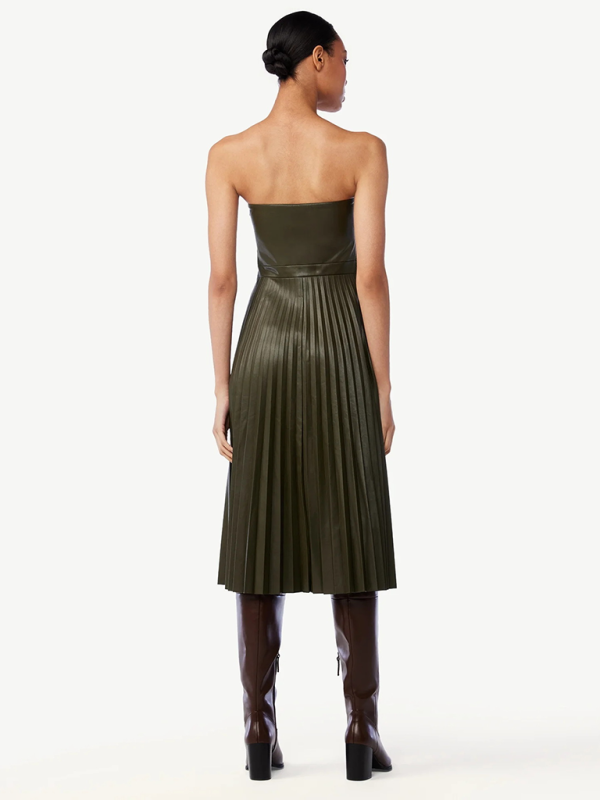 Levoire | Nouvelle tenue robe en cuir plissée en forme de tube