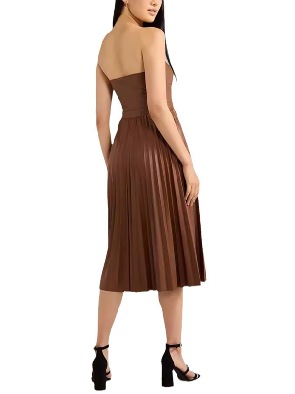 Levoire | Nouvelle tenue robe en cuir plissée en forme de tube