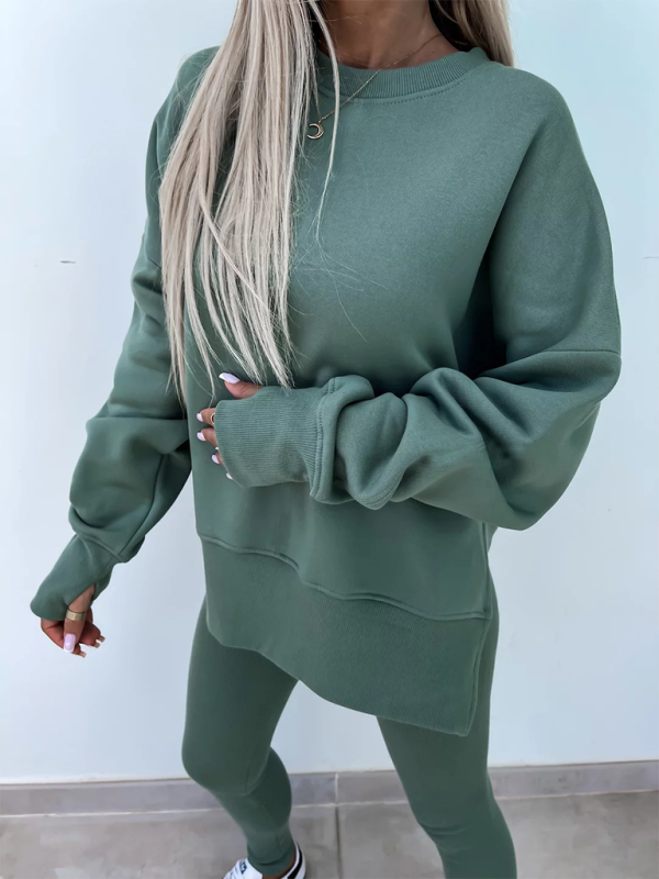 Levoire | Nouveau style décontracté coupe pantalon haut ample ensemble ensemble deux pièces Vert