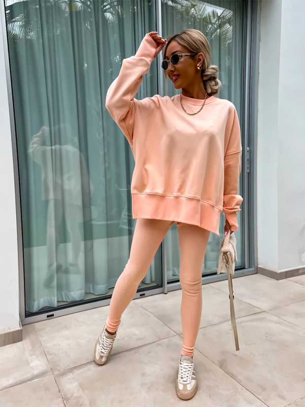 Levoire | Nouveau style décontracté coupe pantalon haut ample ensemble ensemble deux pièces Orange