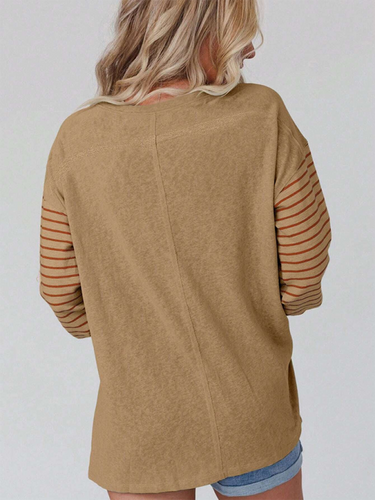 Levoire | Nouveau pull Col rond décontracté rayé perturbation de couleur T-shirt à manches longues