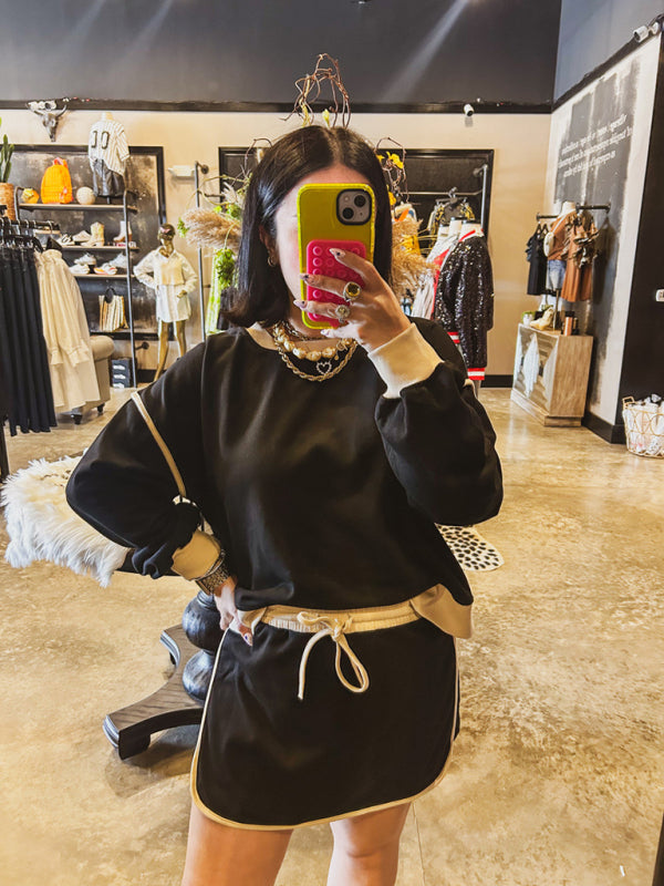 Levoire | Pour femmes Veste en maille décontractée + Jupe mi-longue Plus courte