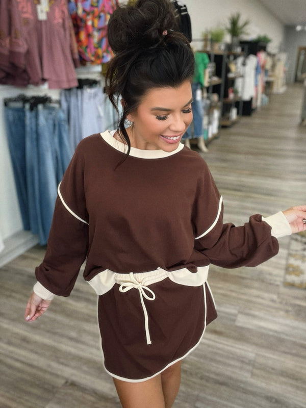 Levoire | Pour femmes Veste en maille décontractée + Jupe mi-longue Plus courte