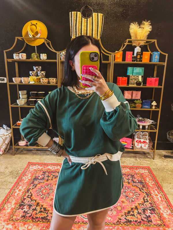 Levoire | Pour femmes Veste en maille décontractée + Jupe mi-longue Plus courte Vert foncé Jasper