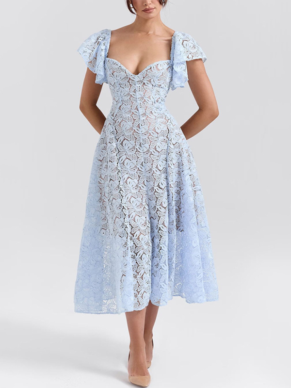 Levoire | Nouvelle robe à volants pointue Bleu clair