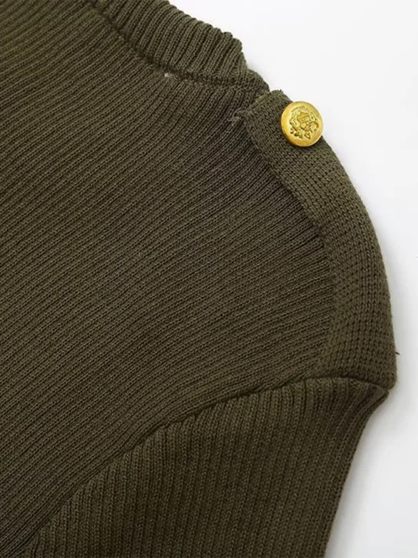 Levoire | Robe tricotée verte foncée à manches courtes