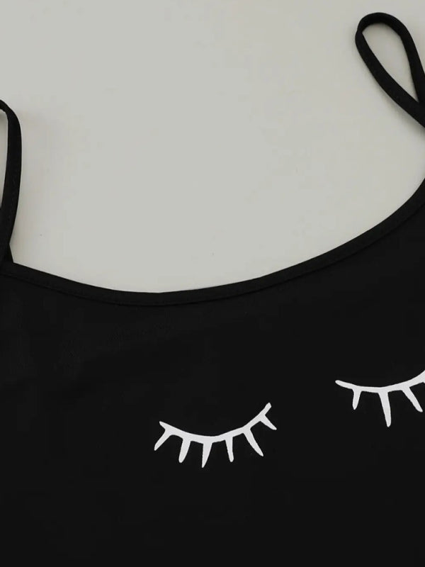 Levoire | Vippetrykk Camisole Top Tähti Kuu Shorts Loungewear Ensemble