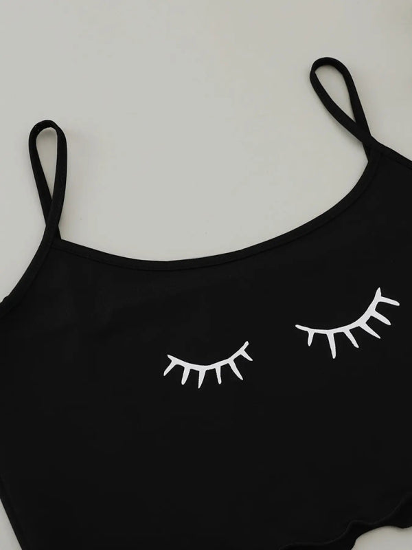 Levoire | Vippetrykk Camisole Top Tähti Kuu Shorts Loungewear Ensemble