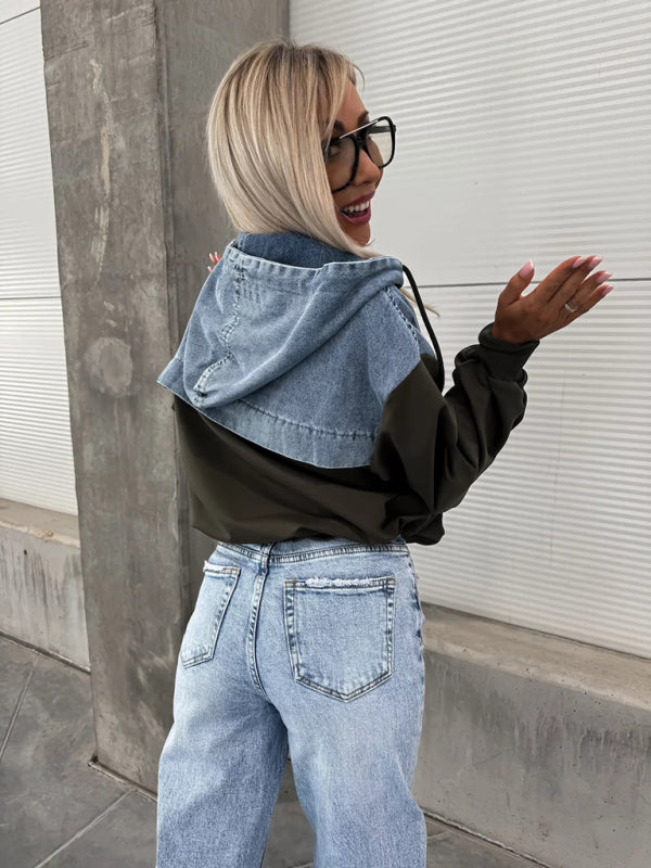 Levoire | Mode Lave Retour Lavet Denim Sømm Hoodie pour femmes