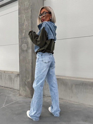Levoire | Mode Lave Retour Lavet Denim Sømm Hoodie pour femmes