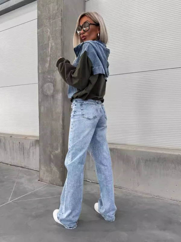 Levoire | Mode Lave Retour Lavet Denim Sømm Hoodie pour femmes
