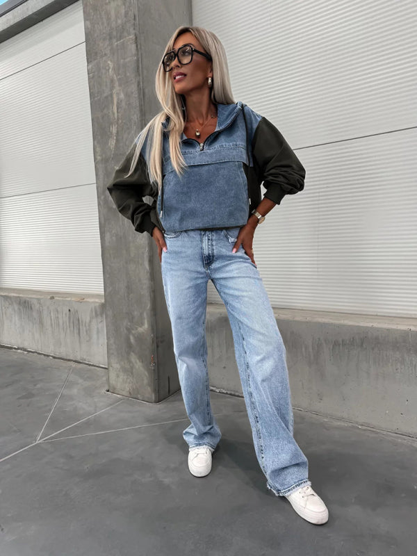 Levoire | Mode Lave Retour Lavet Denim Sømm Hoodie pour femmes