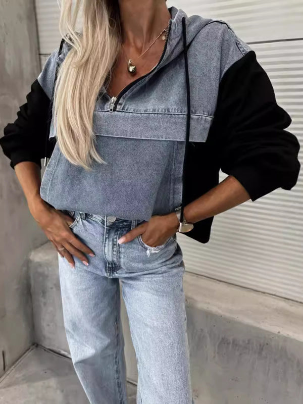 Levoire | Mode Lave Retour Lavet Denim Sømm Hoodie pour femmes Must