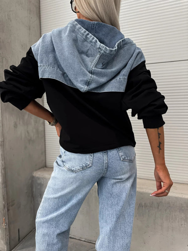 Levoire | Mode Lave Retour Lavet Denim Sømm Hoodie pour femmes