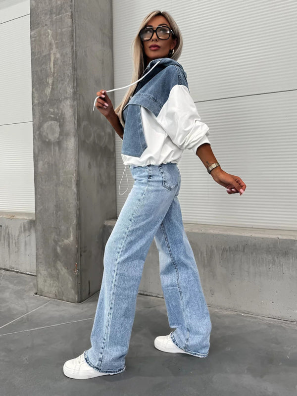 Levoire | Mode Lave Retour Lavet Denim Sømm Hoodie pour femmes