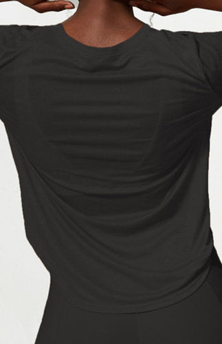 Levoire | Femme Col Ronde Curvé Bord Longue Manche Sport Top Sèche Rapidement Légèreté Haut de Yoga