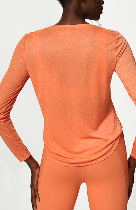Levoire | Femme Col Ronde Curvé Bord Longue Manche Sport Top Sèche Rapidement Légèreté Haut de Yoga