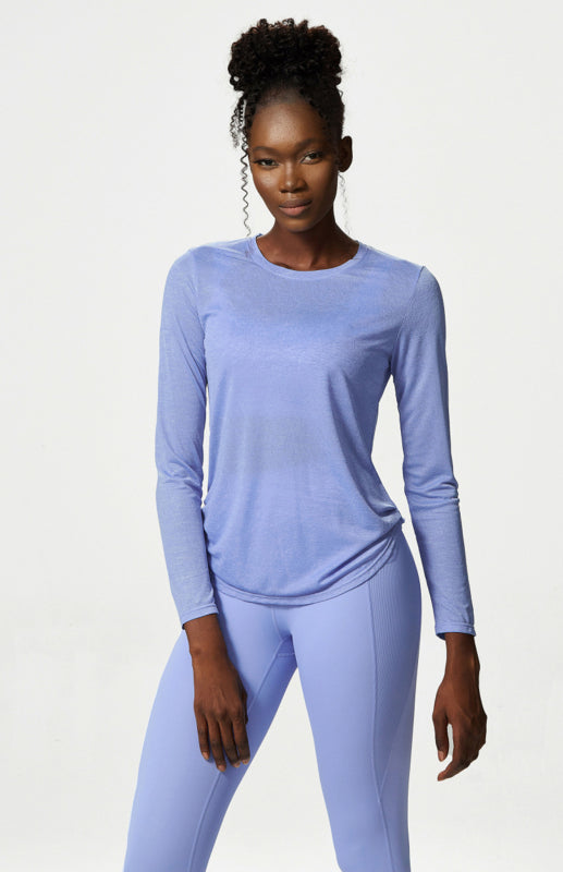 Levoire | Femme Col Ronde Curvé Bord Longue Manche Sport Top Sèche Rapidement Légèreté Haut de Yoga Rohhvid sale blanc