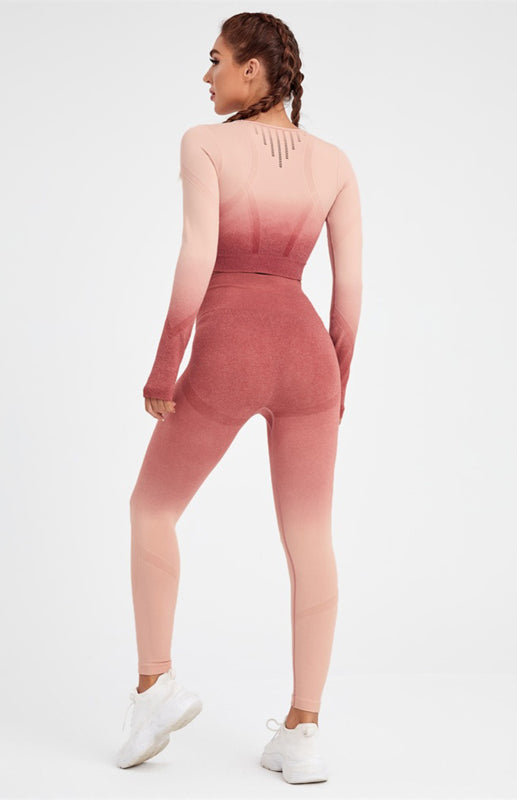 Levoire | Femme Manches Longues Dégradé de Couleur Ensemble de Yoga