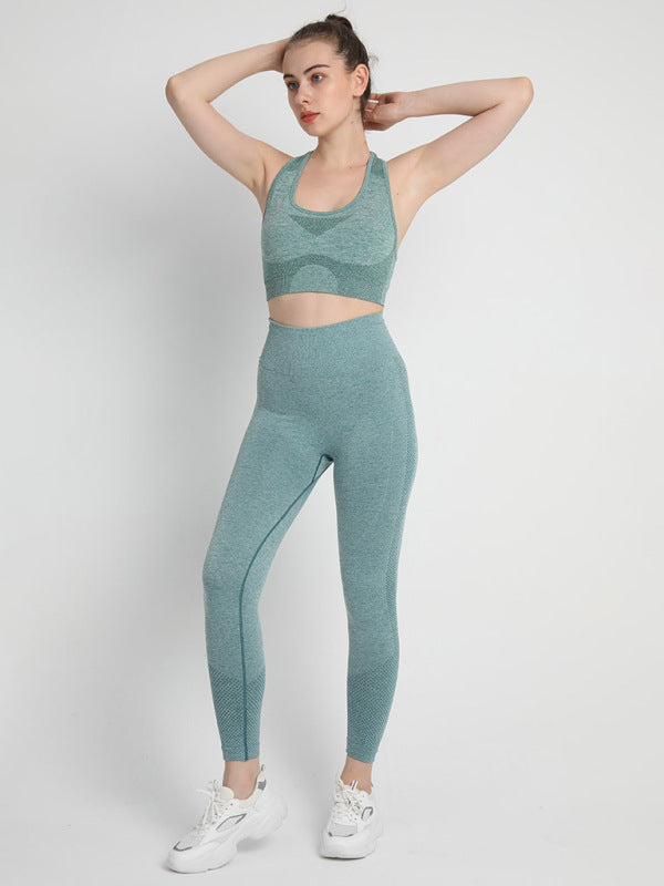 Levoire | Dame Sans Couture À Pois Deux Pièces Pêche Hanches Pantalon Débardeur Racerback Soutien-gorge Débardeur Sport Vert