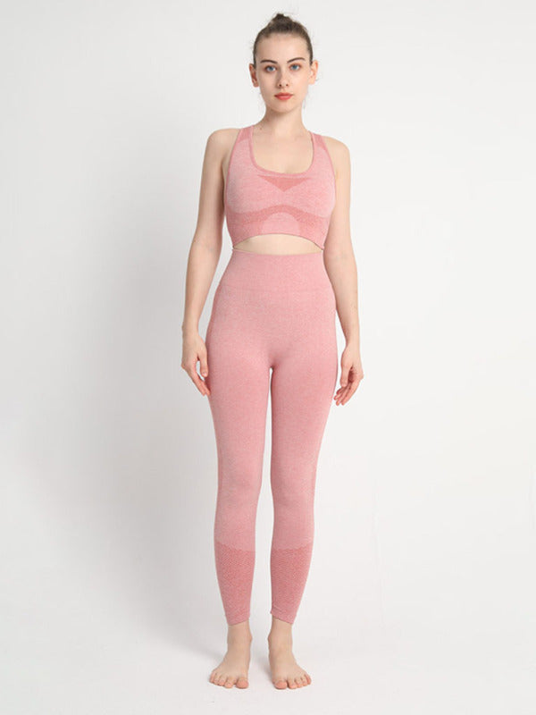Levoire | Dame Sans Couture À Pois Deux Pièces Pêche Hanches Pantalon Débardeur Racerback Soutien-gorge Débardeur Sport Orange Rouge