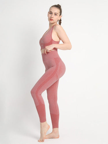 Levoire | Dame Sans Couture À Pois Deux Pièces Pêche Hanches Pantalon Débardeur Racerback Soutien-gorge Débardeur Sport