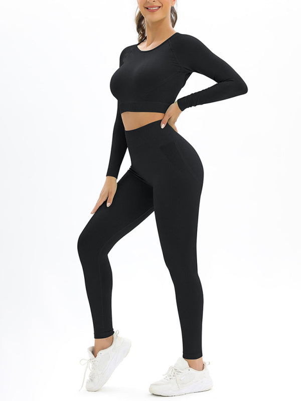 Levoire | Femmes sans couture près du corps beau dos haute élastique à manches longues ensemble de sport deux pièces Vinkar