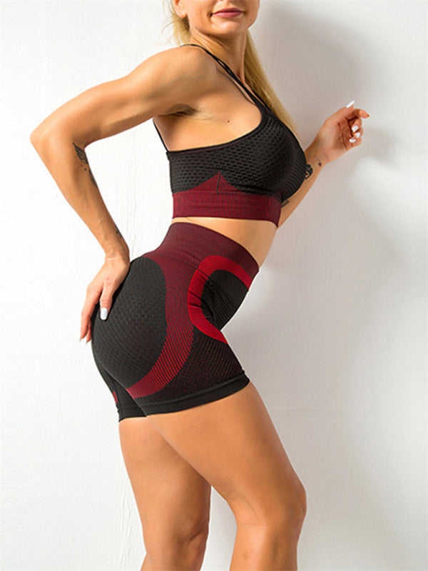 Levoire | Femme séchage rapide, ajusté, sans coutures, dos nu Camisole+Shorts Ensemble Yoga