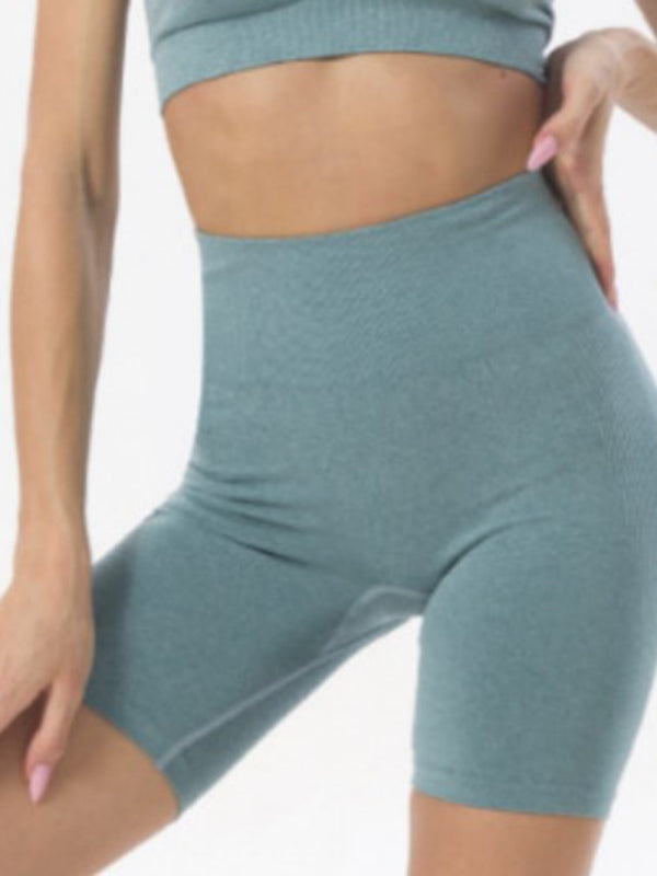 Levoire | Femme Uni Taille Haute Entraînement Exercice Yoga Fitness Shorts Vert foncé