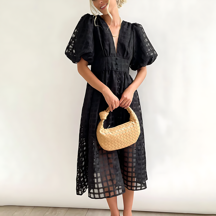 Levoire | Robe À Manches Bouffantes Et En V Noir