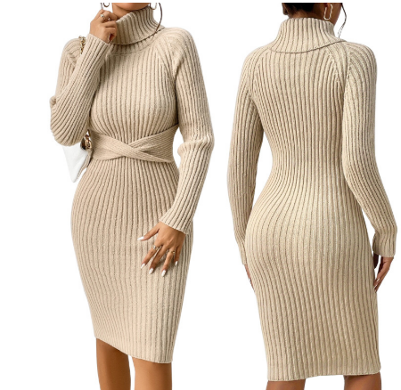 Levoire | Robe À Col Montant Et Taille Accentuée