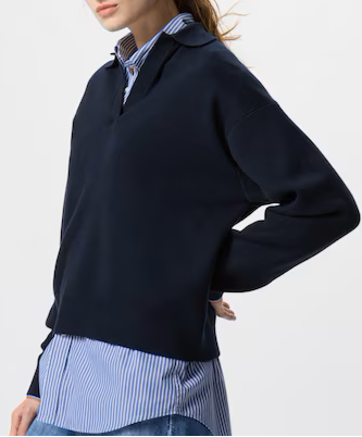 Levoire | Pull Polo En Coton Lisse Bleu marine